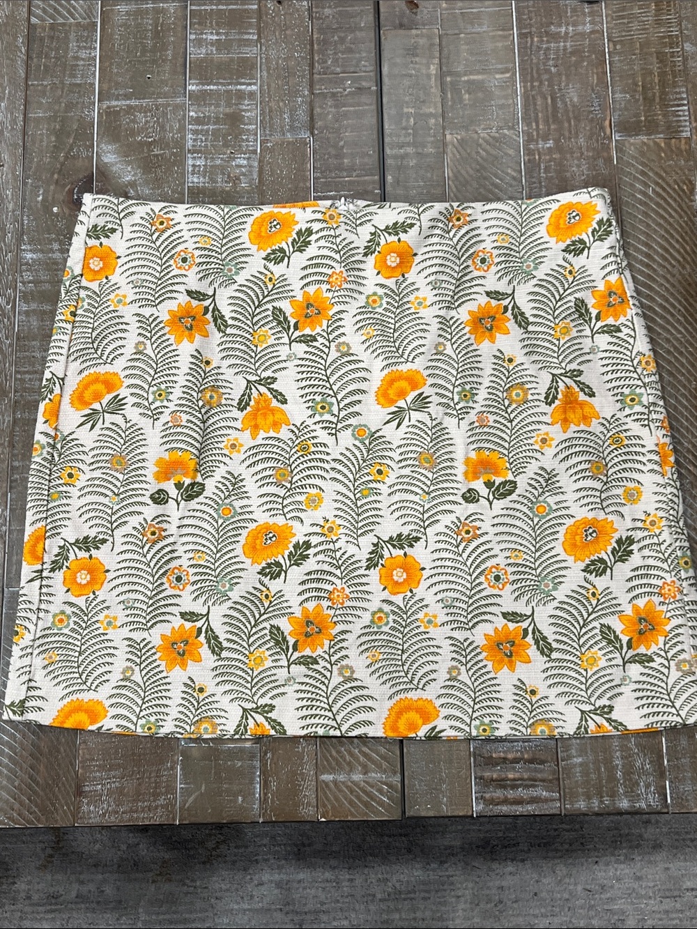 LOFT Yellow Floral Mini Skirt on Cream